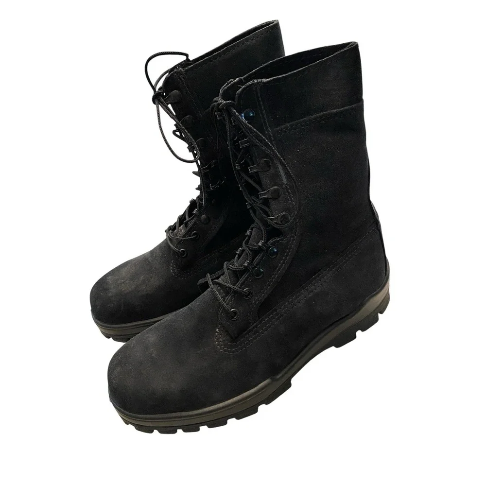 Bates E01421 Mens 10.5 EW Black Suede Leather Steel Toe Work Safety Boots Vibram